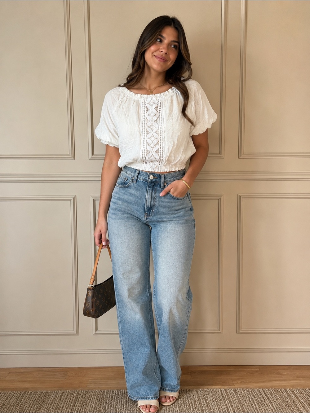 White Gauzy Boho Peasant Top
